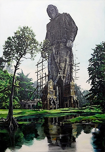 David O´Kane: Monument, 2009, Diptychon Installation
Öl auf Leinwand, 300 x 210 cm, Animation auf DVD 
/Sammlung Kunsthalle der Sparkasse Leipzig

